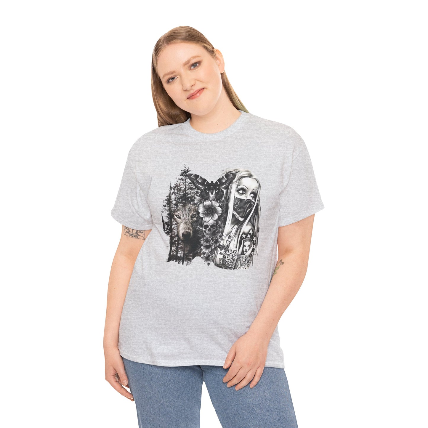 Gothic Art Unisex Heavy Cotton Tee, Vintage Graphic Shirt, Alternative Fashion Top, Edgy Casual Wear, Unique Gift Idea