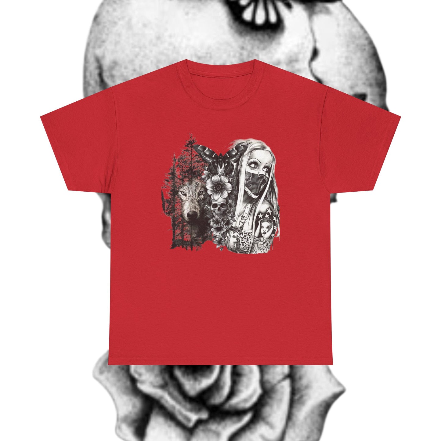 Gothic Art Unisex Heavy Cotton Tee, Vintage Graphic Shirt, Alternative Fashion Top, Edgy Casual Wear, Unique Gift Idea
