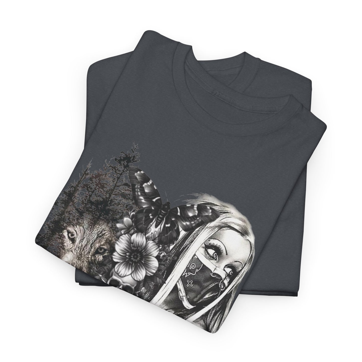 Gothic Art Unisex Heavy Cotton Tee, Vintage Graphic Shirt, Alternative Fashion Top, Edgy Casual Wear, Unique Gift Idea