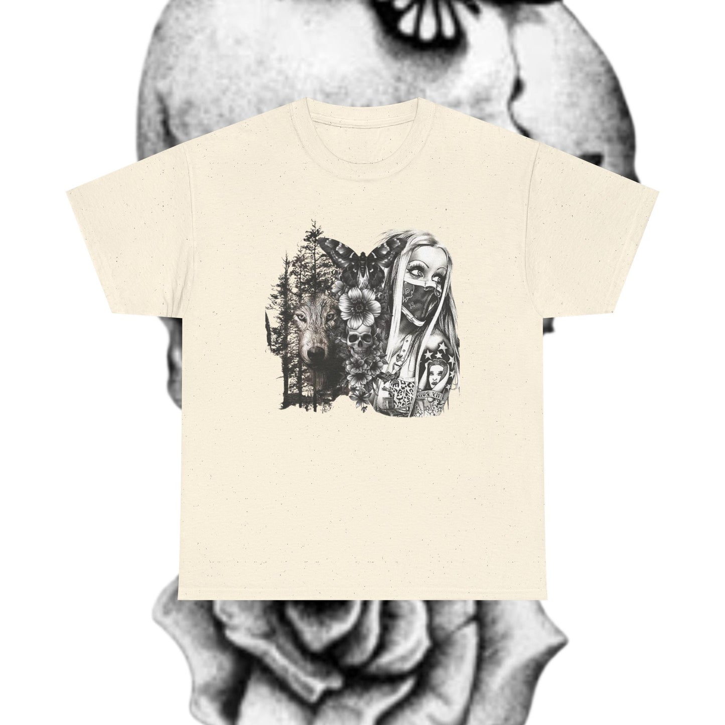 Gothic Art Unisex Heavy Cotton Tee, Vintage Graphic Shirt, Alternative Fashion Top, Edgy Casual Wear, Unique Gift Idea