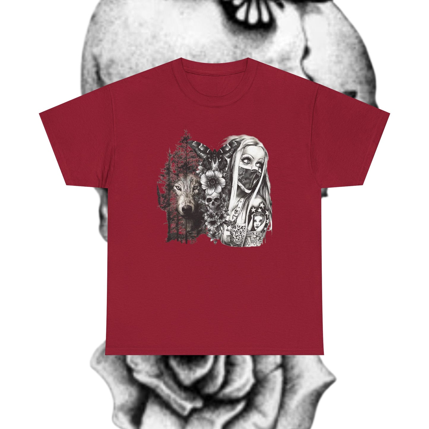 Gothic Art Unisex Heavy Cotton Tee, Vintage Graphic Shirt, Alternative Fashion Top, Edgy Casual Wear, Unique Gift Idea