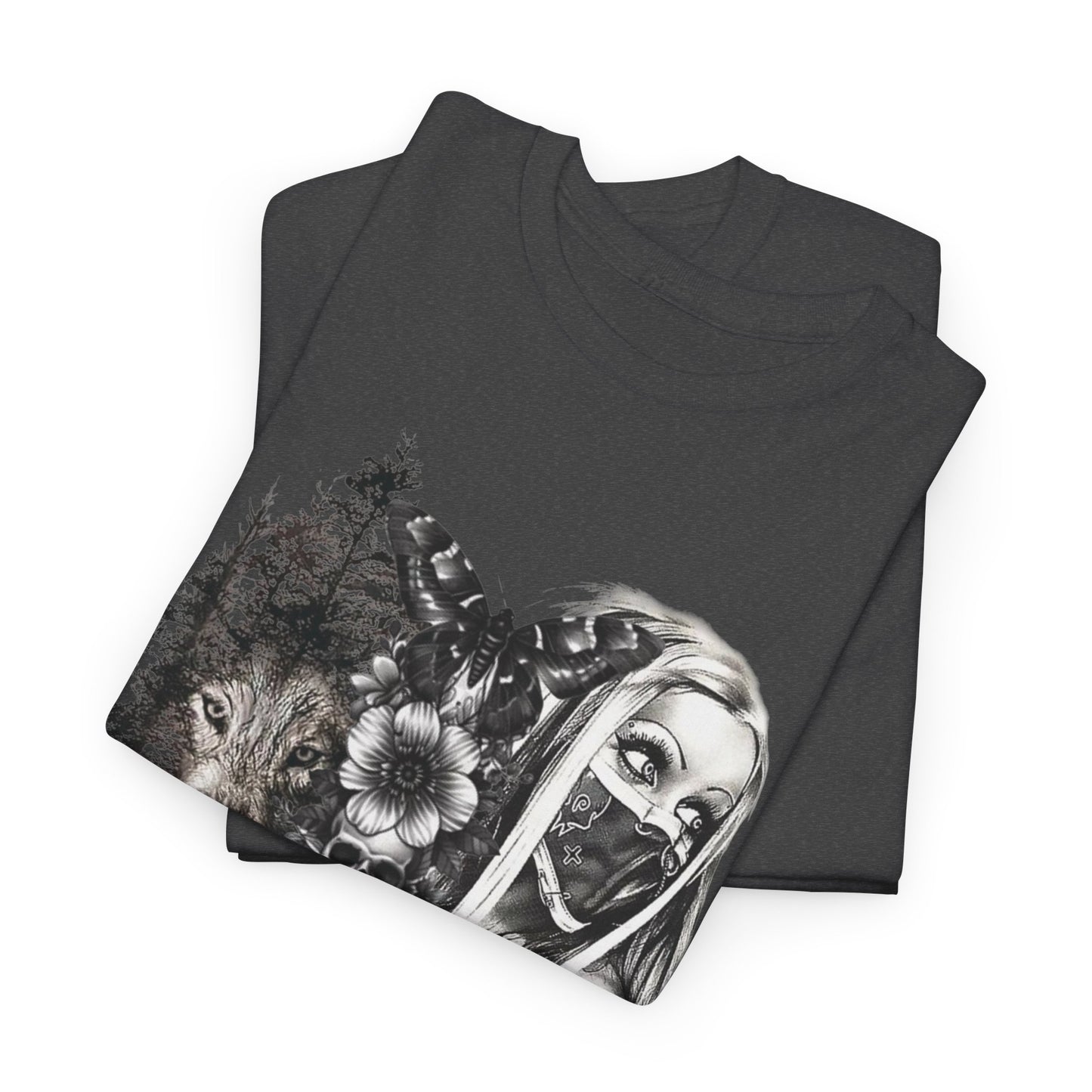 Gothic Art Unisex Heavy Cotton Tee, Vintage Graphic Shirt, Alternative Fashion Top, Edgy Casual Wear, Unique Gift Idea