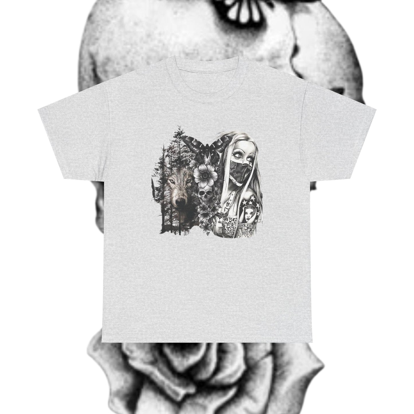 Gothic Art Unisex Heavy Cotton Tee, Vintage Graphic Shirt, Alternative Fashion Top, Edgy Casual Wear, Unique Gift Idea