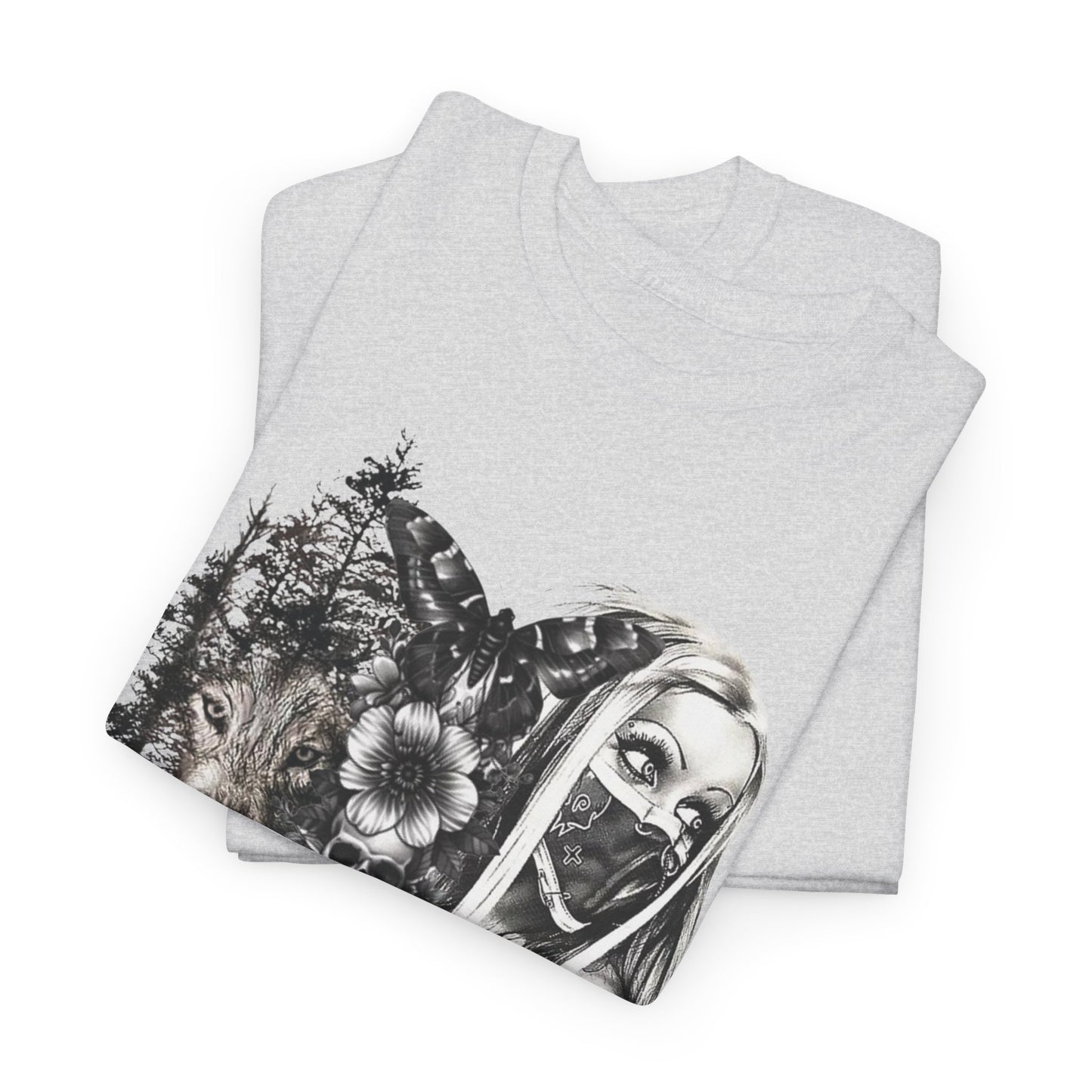 Gothic Art Unisex Heavy Cotton Tee, Vintage Graphic Shirt, Alternative Fashion Top, Edgy Casual Wear, Unique Gift Idea