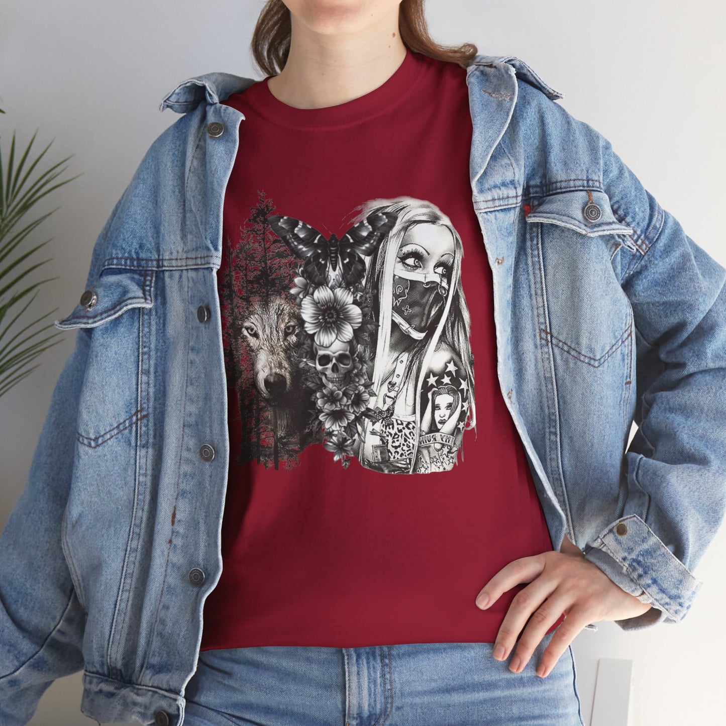 Gothic Art Unisex Heavy Cotton Tee, Vintage Graphic Shirt, Alternative Fashion Top, Edgy Casual Wear, Unique Gift Idea