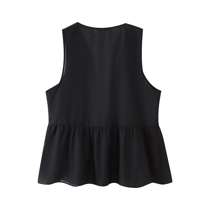 Ethnic Style Floral Lace Embroidered Sleeveless Shirt