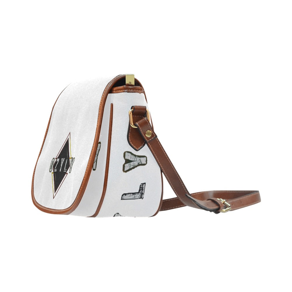 White Compact Saddle Bag with 'OZYLY' logo