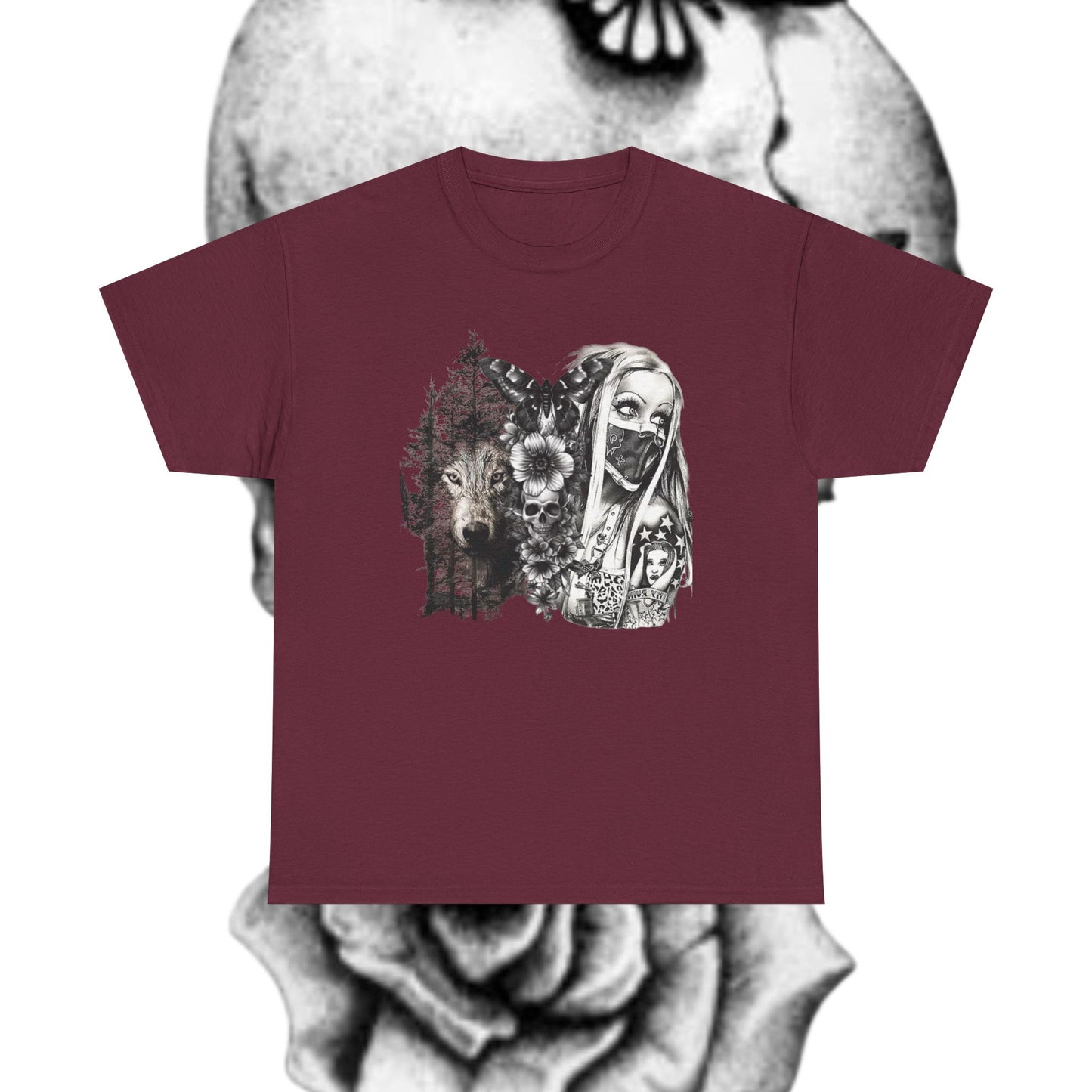 Gothic Art Unisex Heavy Cotton Tee, Vintage Graphic Shirt, Alternative Fashion Top, Edgy Casual Wear, Unique Gift Idea