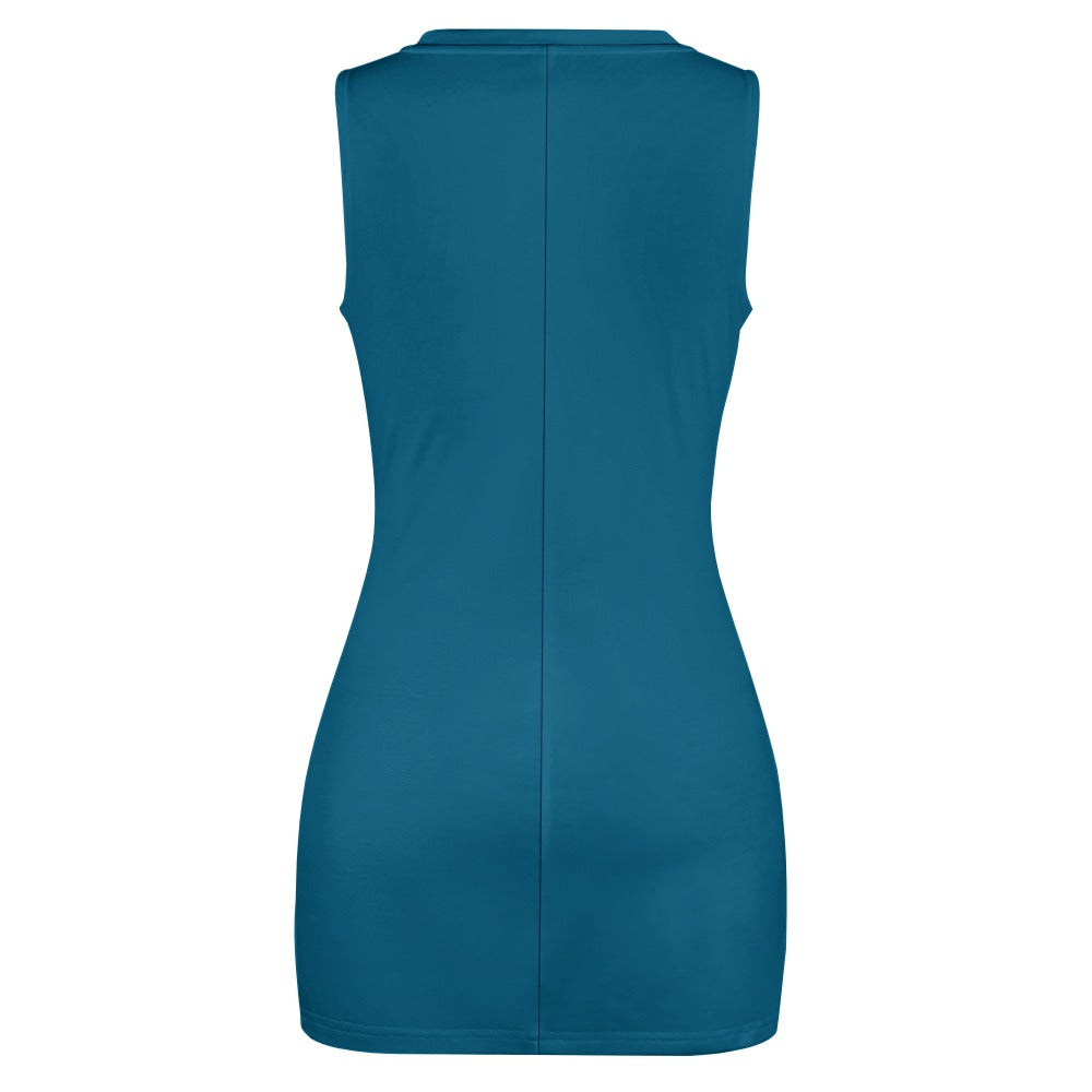 Blue skirt designed for Cross-Fit enthusiasts, featuring a navel-baring