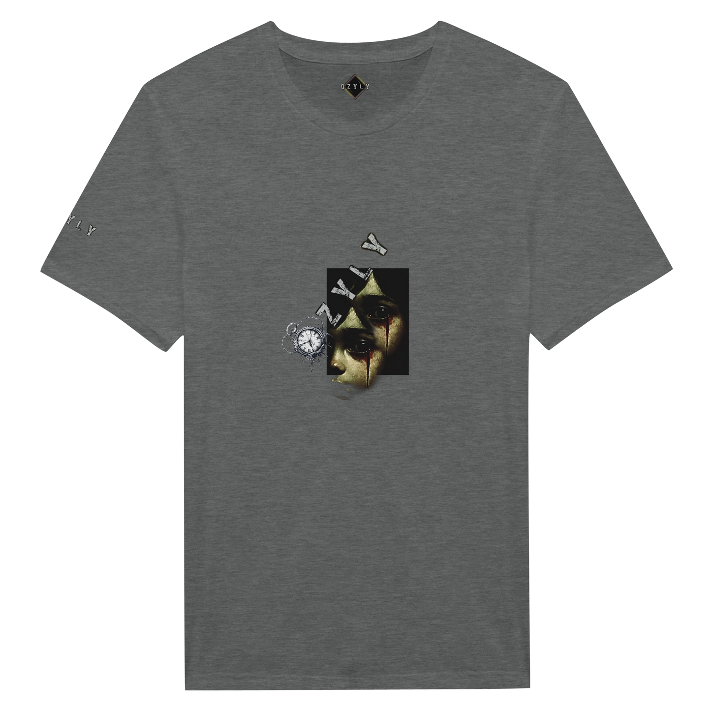 Gray Ghost face Portrait Graphic T-Shirt