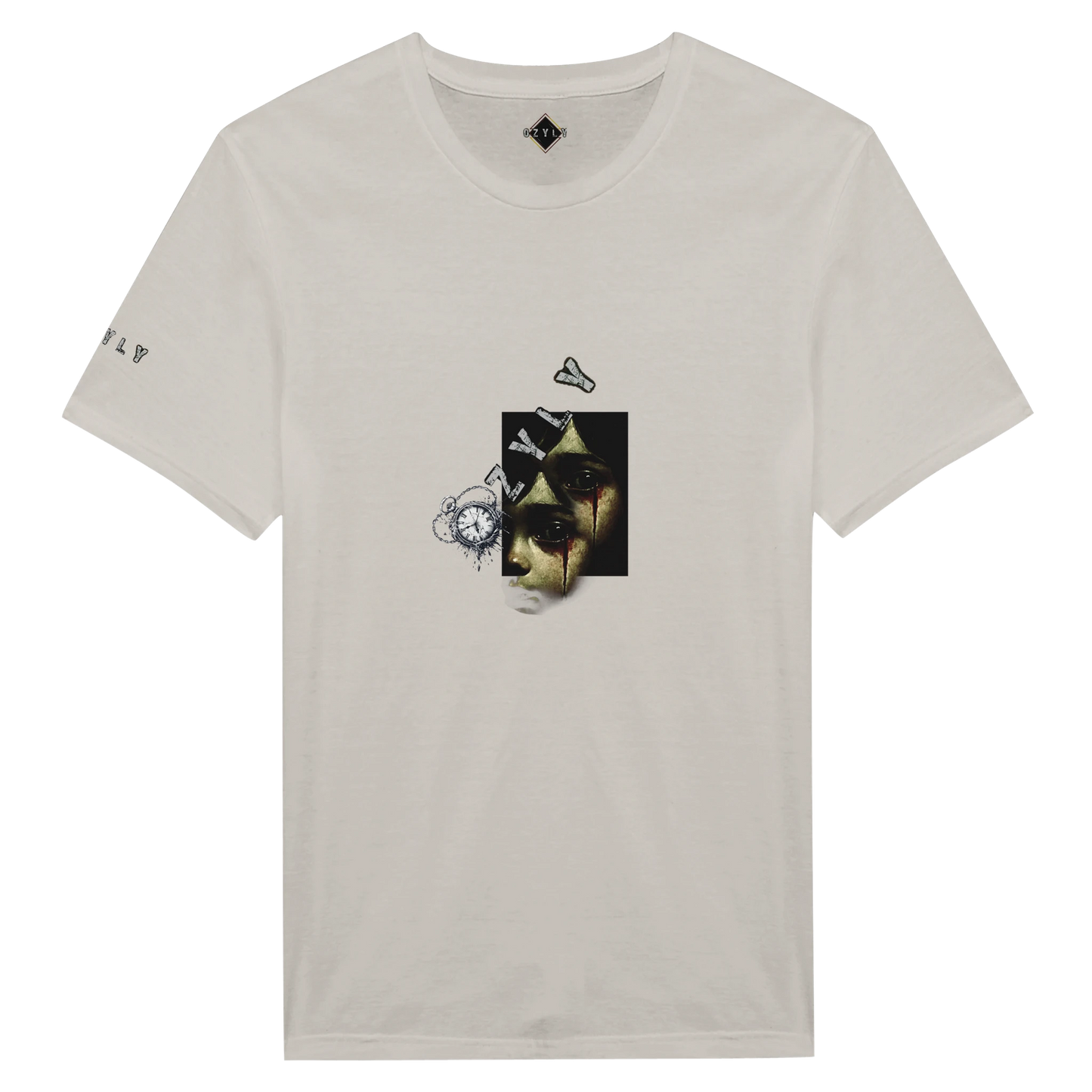 White Ghost face Portrait Print T-Shirt