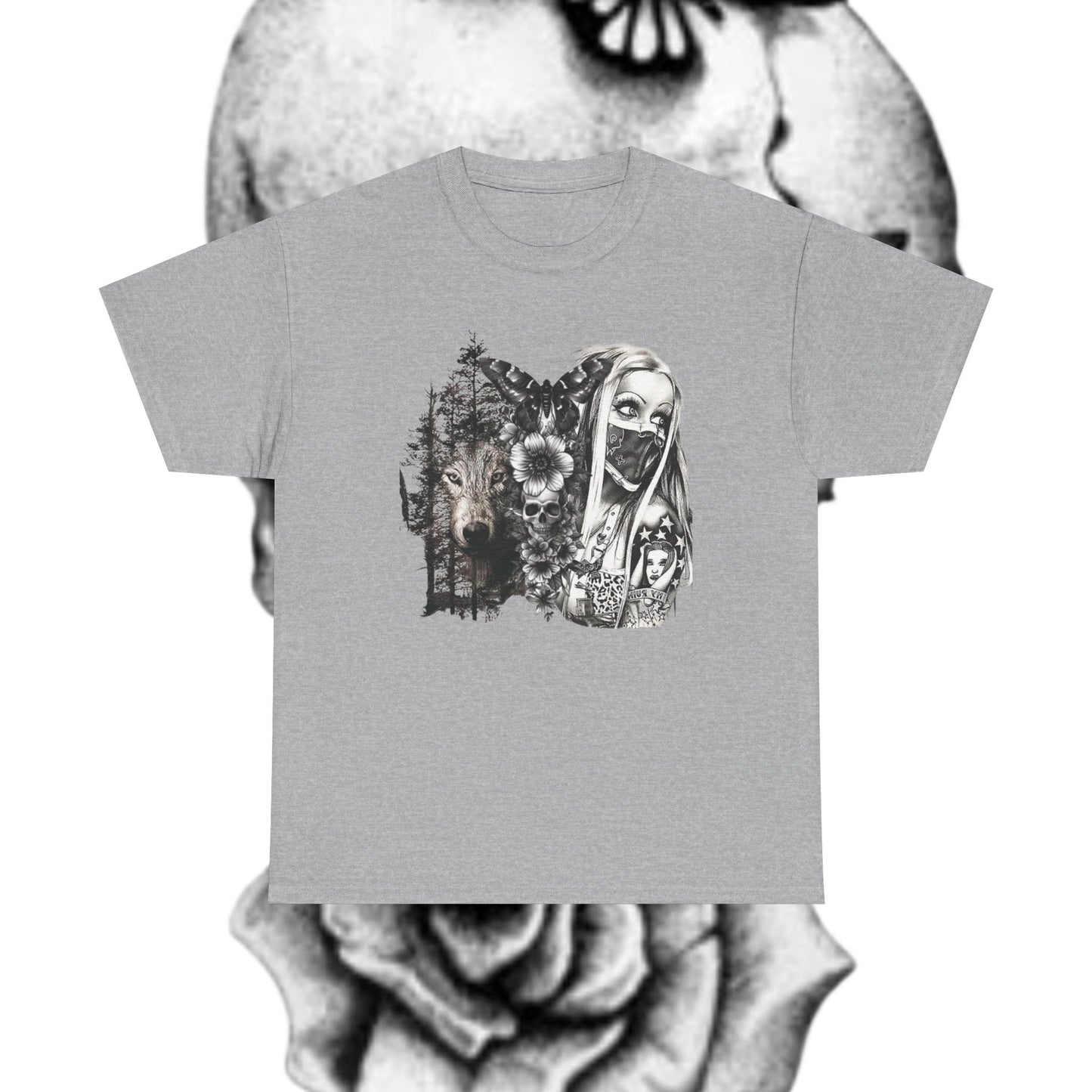 Gothic Art Unisex Heavy Cotton Tee, Vintage Graphic Shirt, Alternative Fashion Top, Edgy Casual Wear, Unique Gift Idea