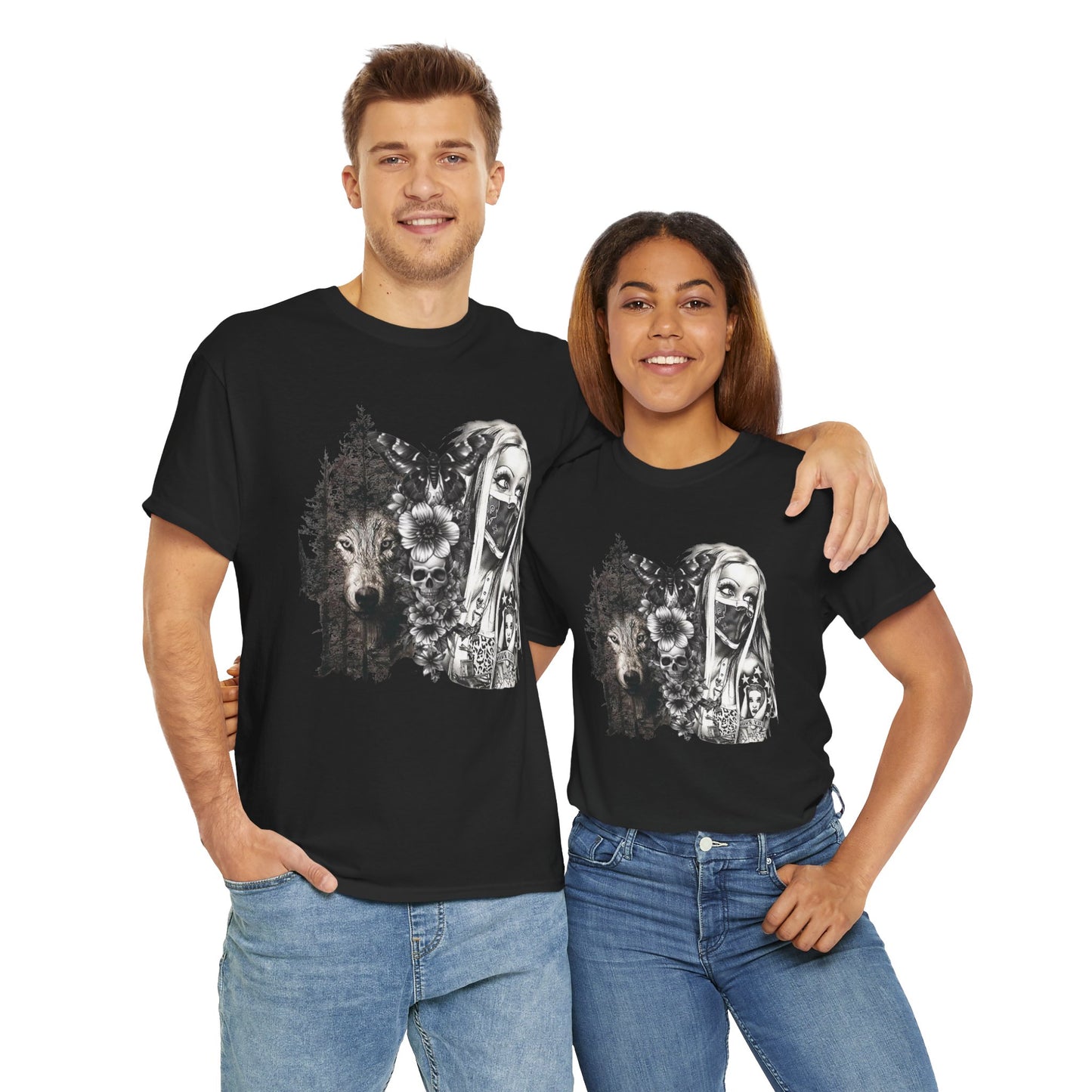 Gothic Art Unisex Heavy Cotton Tee, Vintage Graphic Shirt, Alternative Fashion Top, Edgy Casual Wear, Unique Gift Idea