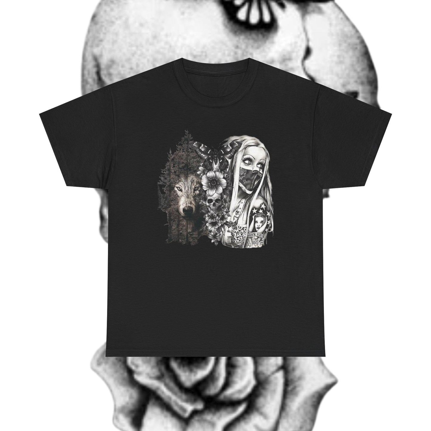 Gothic Art Unisex Heavy Cotton Tee, Vintage Graphic Shirt, Alternative Fashion Top, Edgy Casual Wear, Unique Gift Idea