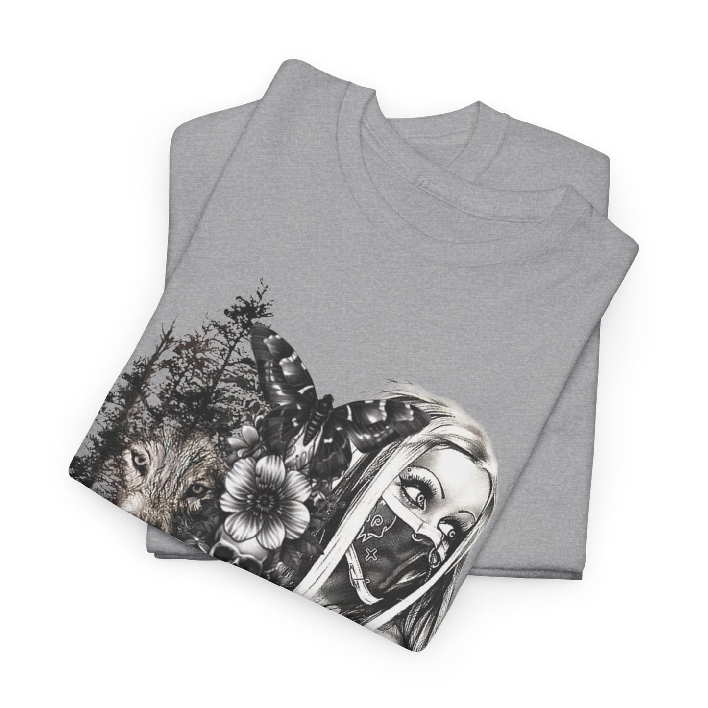 Gothic Art Unisex Heavy Cotton Tee, Vintage Graphic Shirt, Alternative Fashion Top, Edgy Casual Wear, Unique Gift Idea