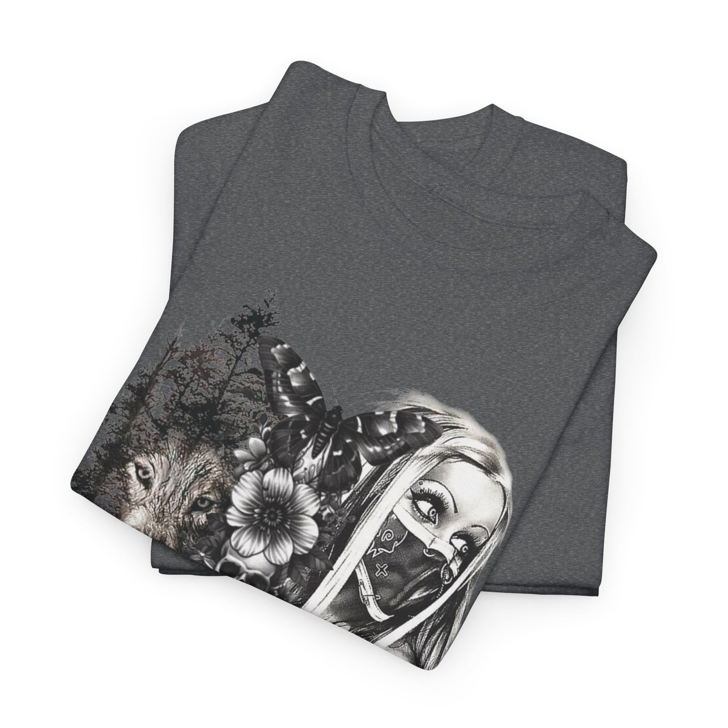 Gothic Art Unisex Heavy Cotton Tee, Vintage Graphic Shirt, Alternative Fashion Top, Edgy Casual Wear, Unique Gift Idea