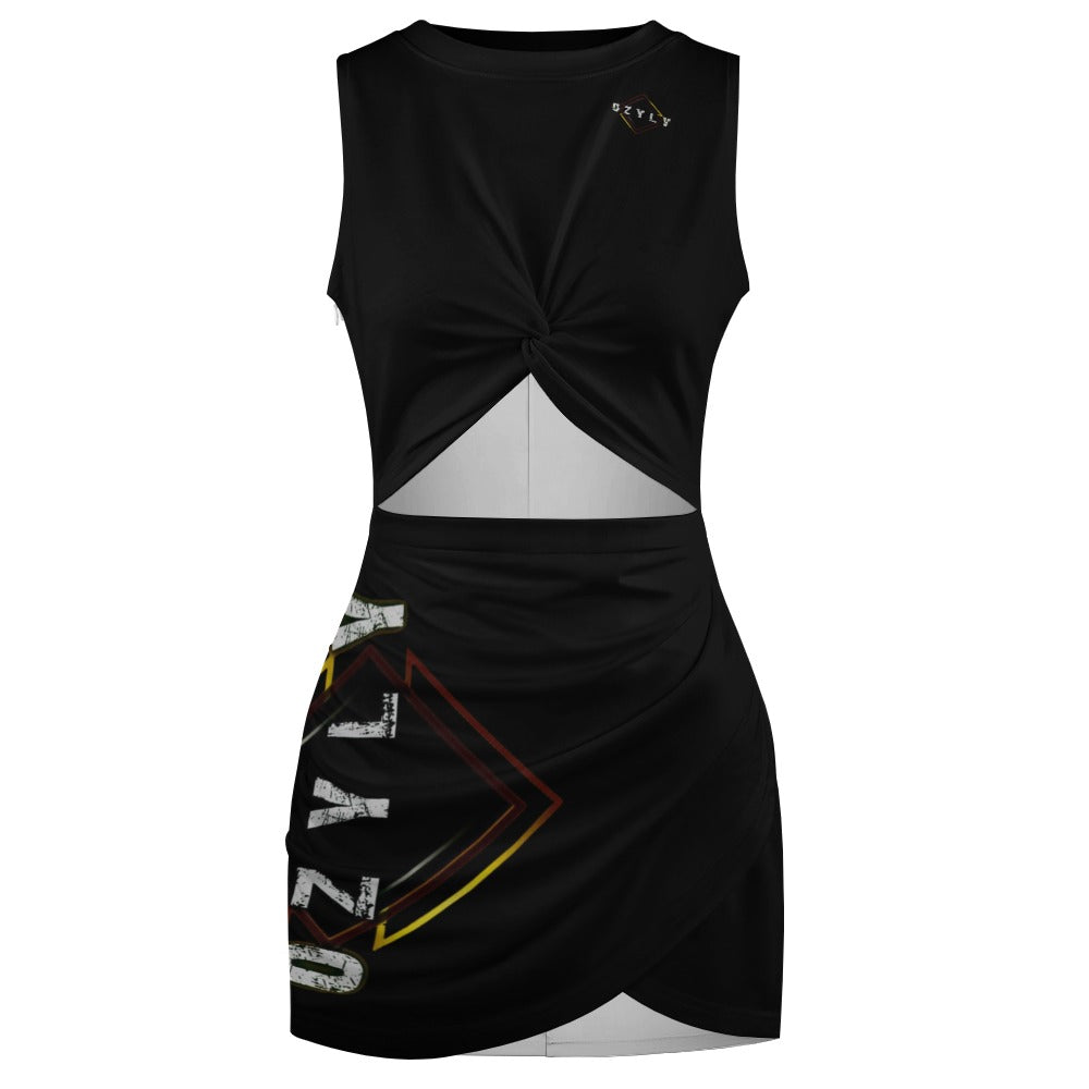 Black Navel-Baring Cross-Fit Hip Skirt
