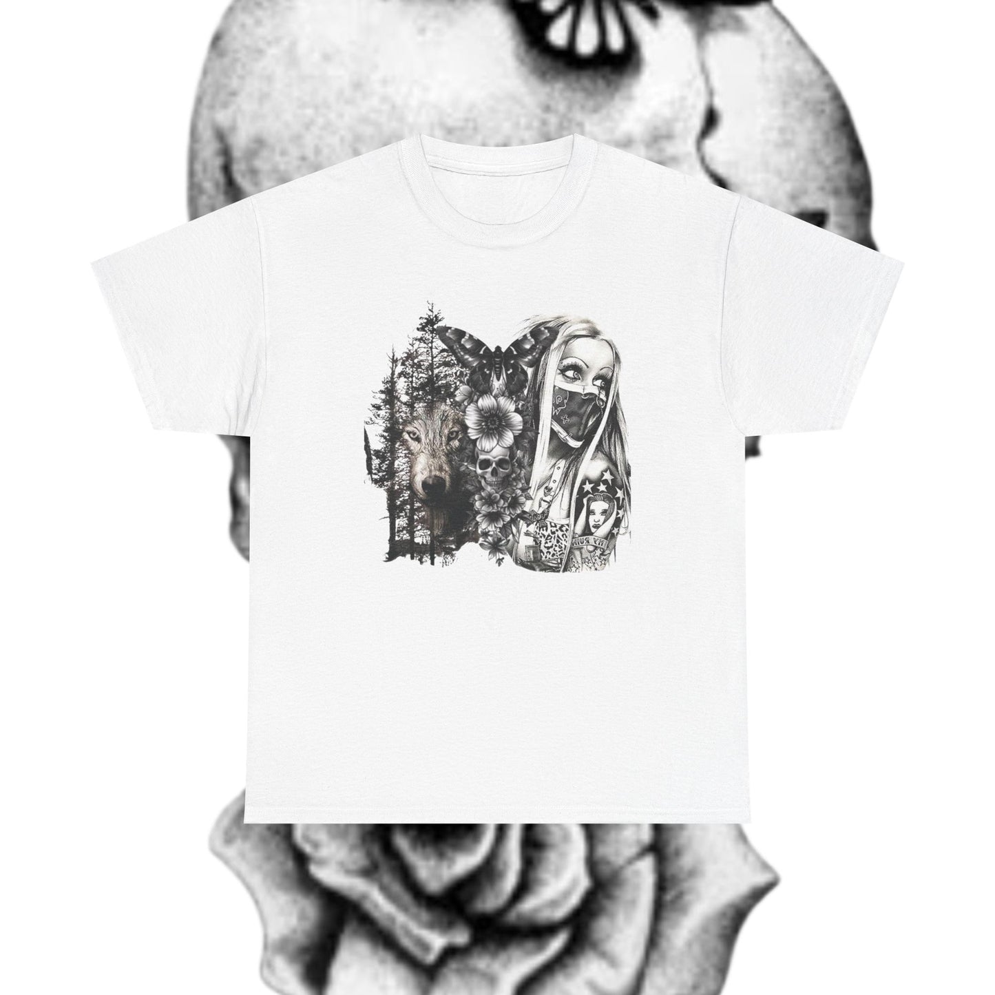 Gothic Art Unisex Heavy Cotton Tee, Vintage Graphic Shirt, Alternative Fashion Top, Edgy Casual Wear, Unique Gift Idea