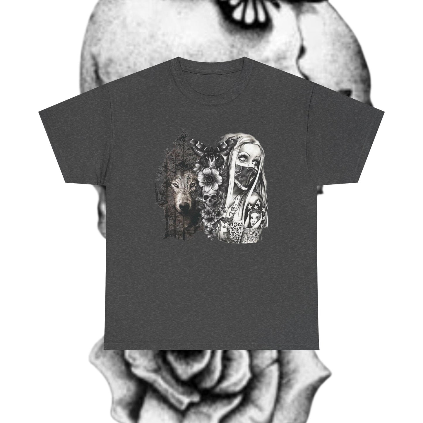 Gothic Art Unisex Heavy Cotton Tee, Vintage Graphic Shirt, Alternative Fashion Top, Edgy Casual Wear, Unique Gift Idea