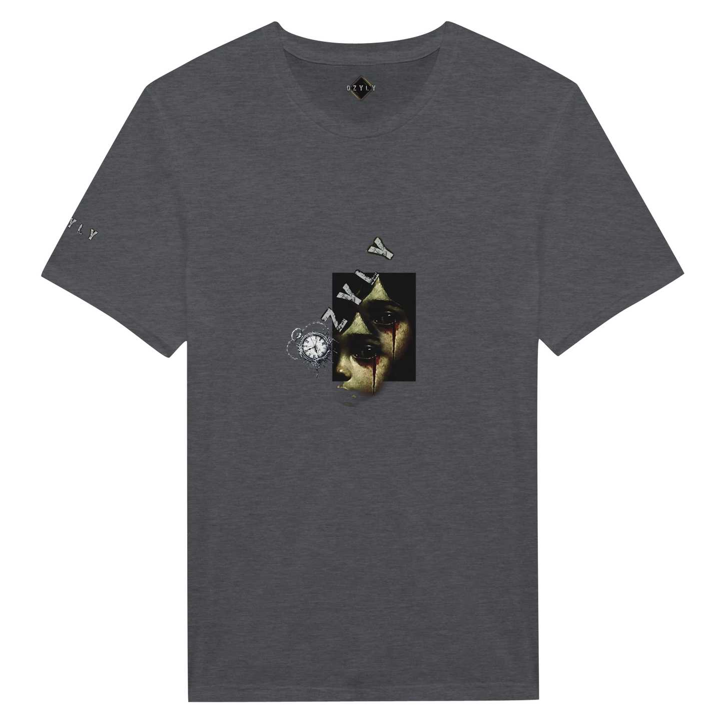 Dark grey Ghost face Portrait Graphic T-Shirt