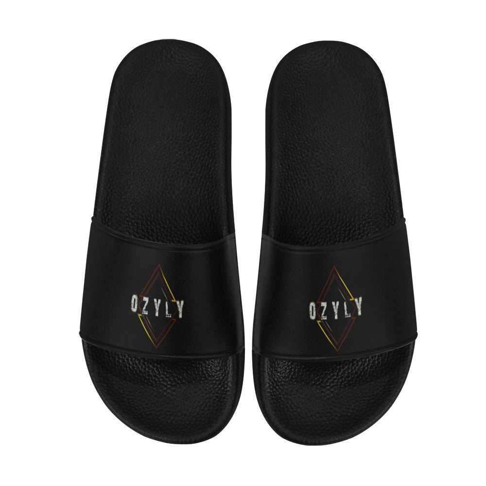 Black Men's Slide Sandals Black Beach Slippers