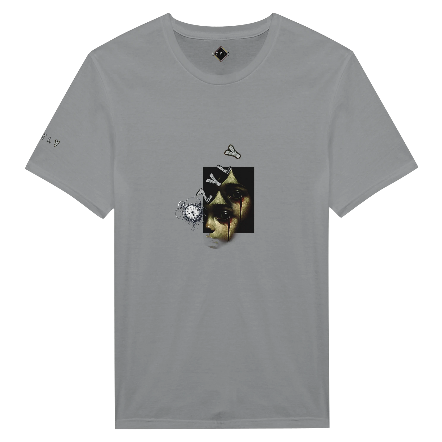 Grey Ghost face Portrait Graphic T-Shirt