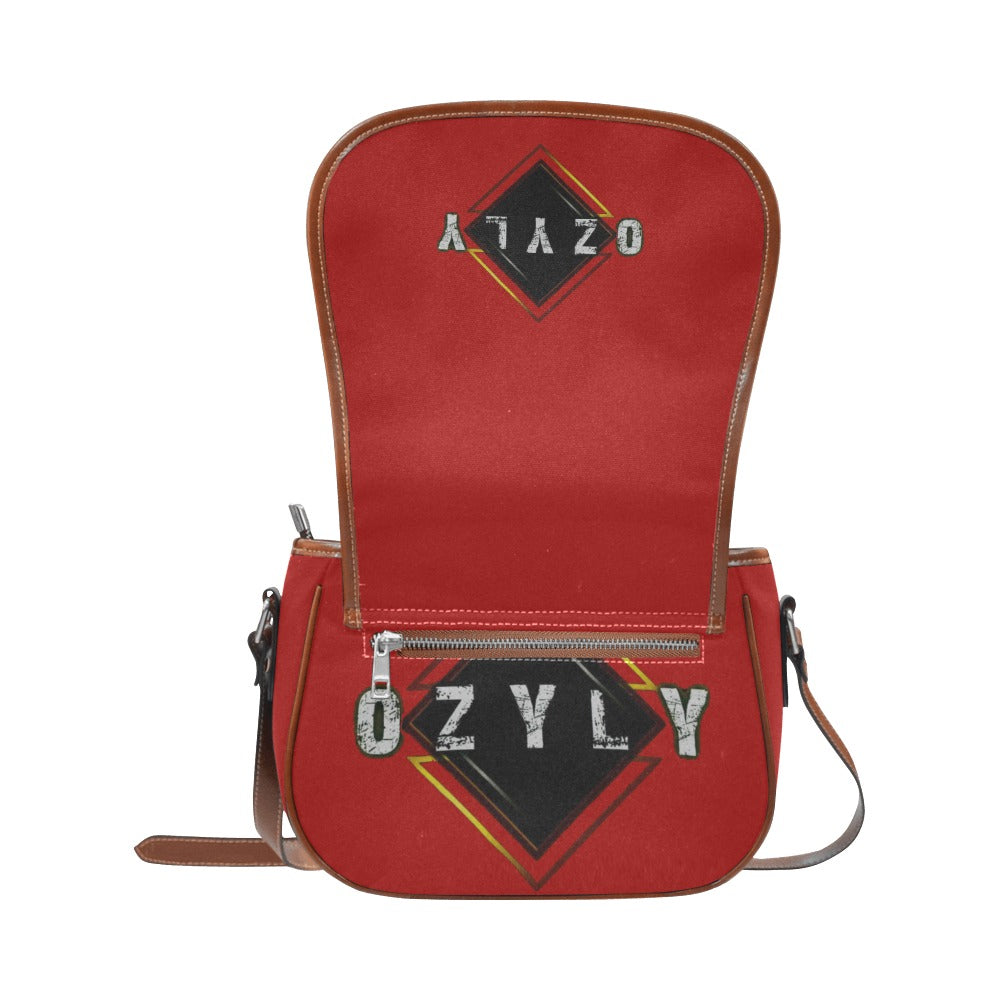 Red Compact Saddle Bag with 'OZYLY' logo