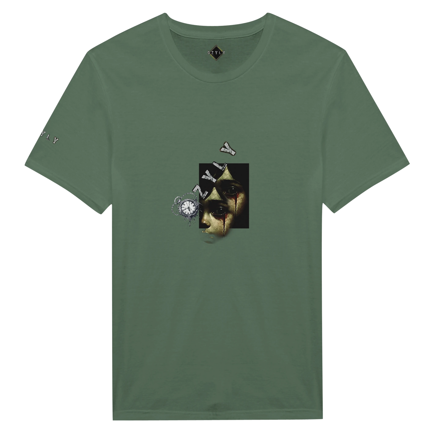 Green Ghost face Portrait Graphic T-Shirt