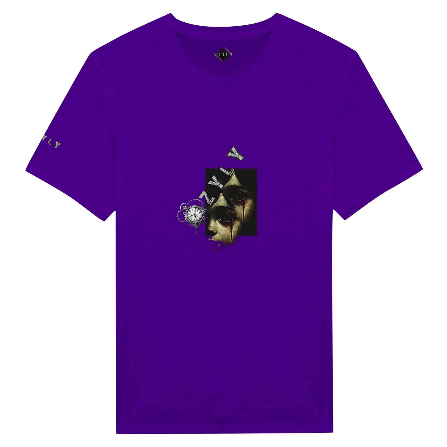 Falsh purple Ghost face Portrait Print T-Shirt