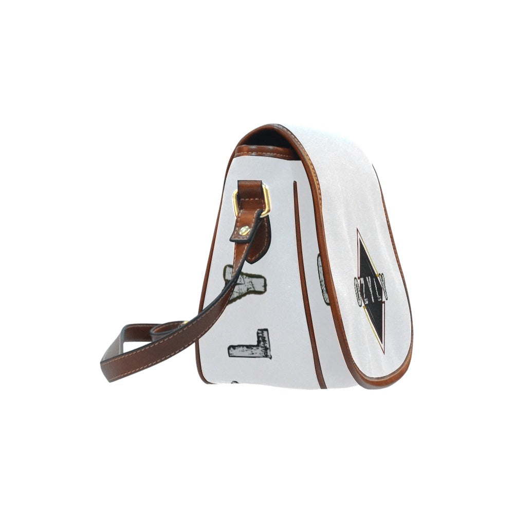 White Compact Saddle Bag with 'OZYLY' logo