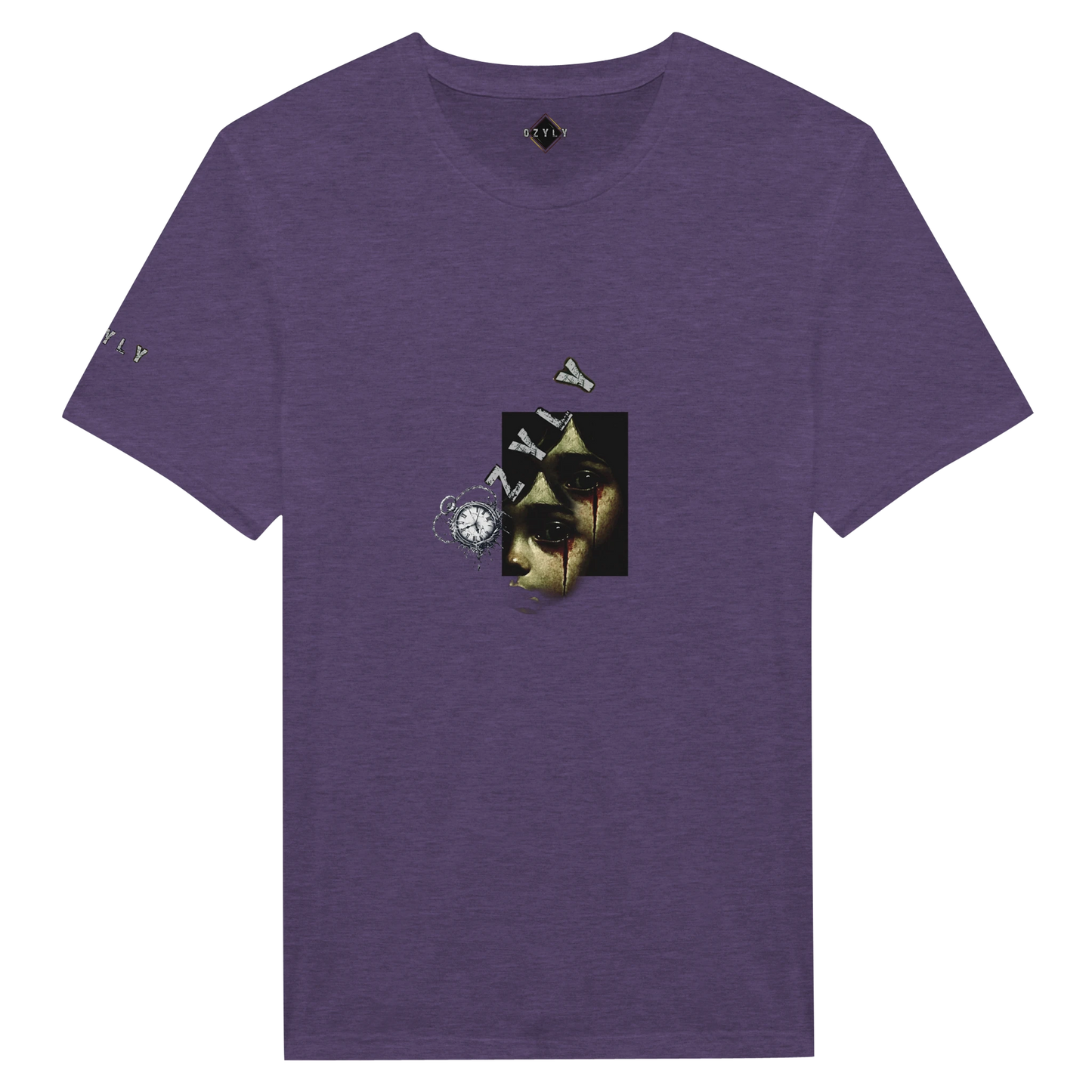 Puple Ghost face Portrait Print T-Shirt