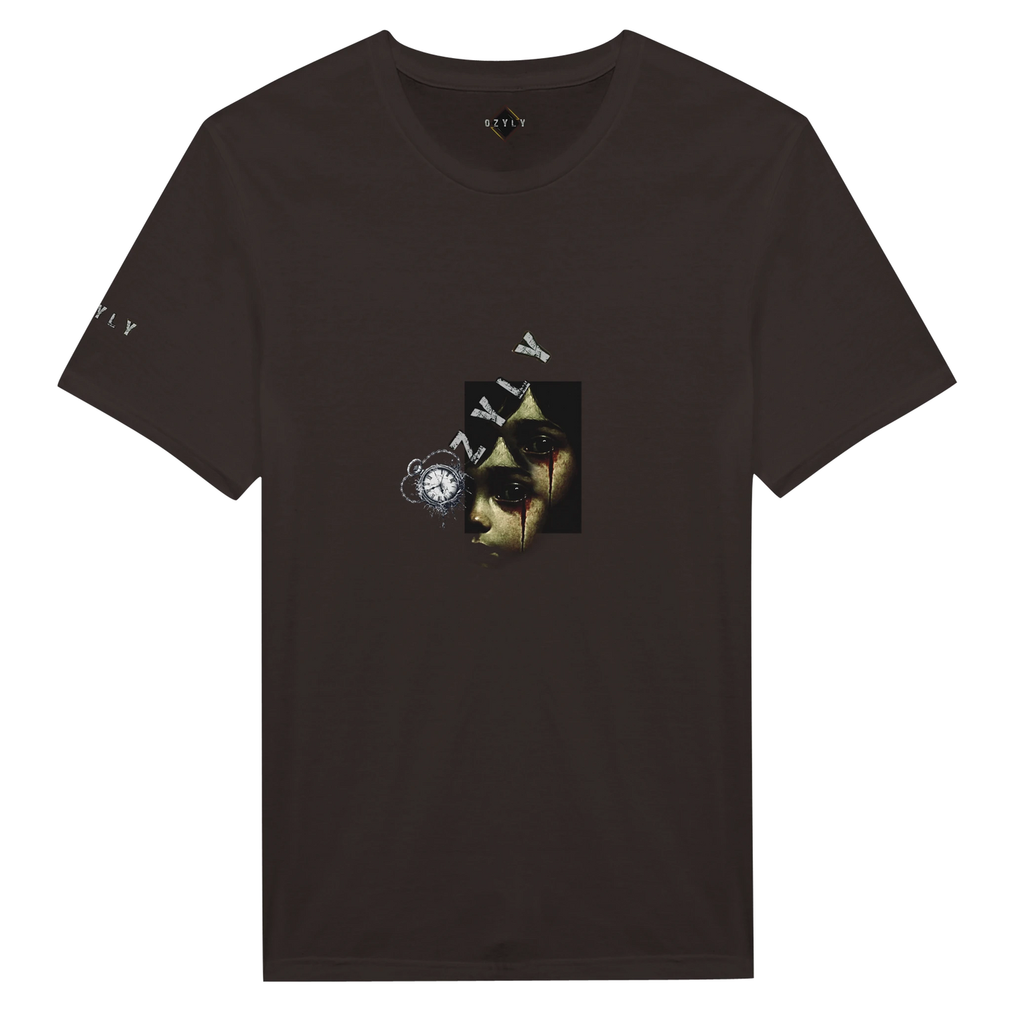 Brown Ghost face Portrait Print T-Shirt