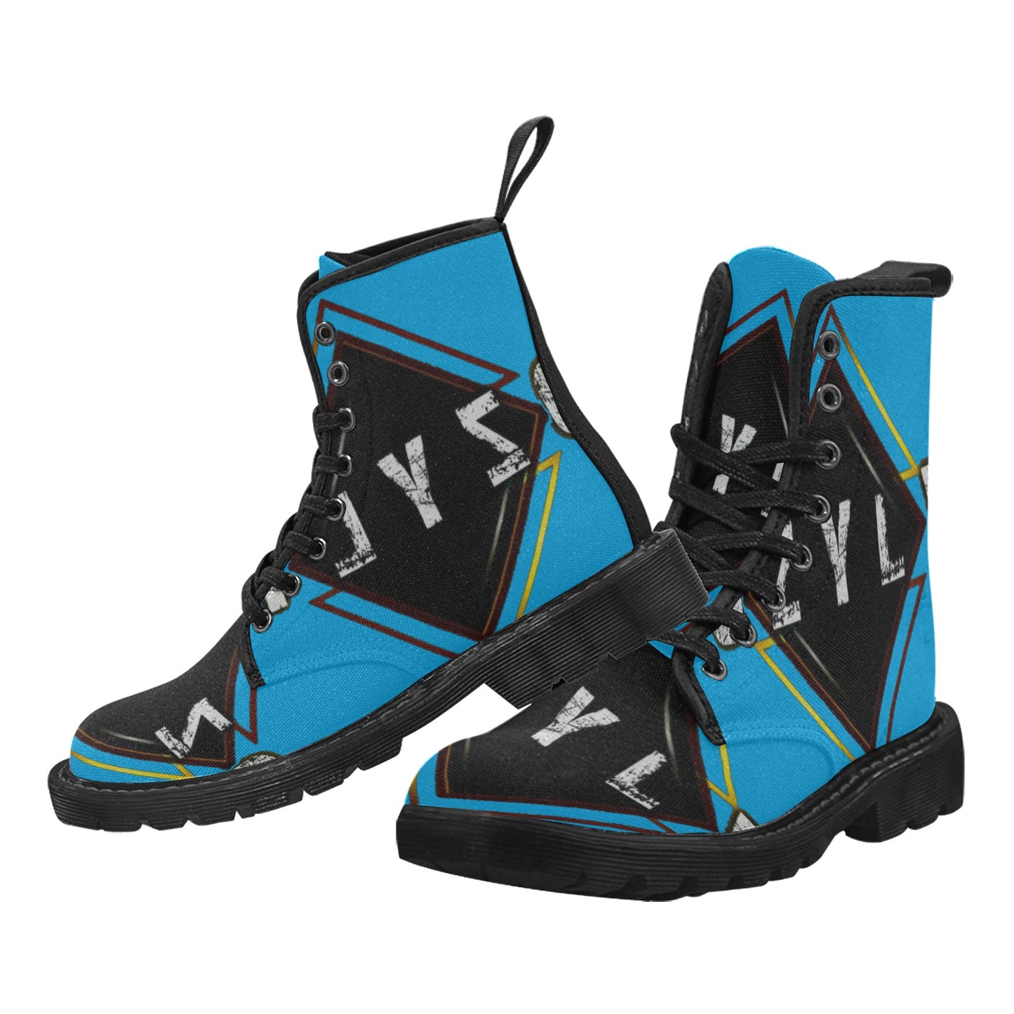 Blue Men's Lace Up Canvas Boots