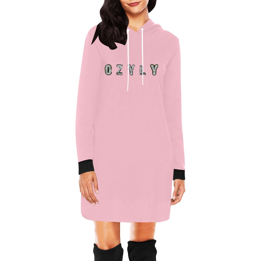 Pink Women's Hoodie Mini Dress with ''OZYLY'' logo