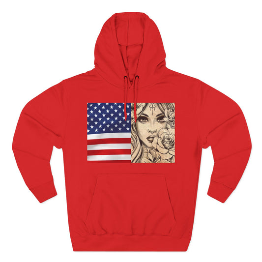 Patriotic Floral Fleece Hoodie