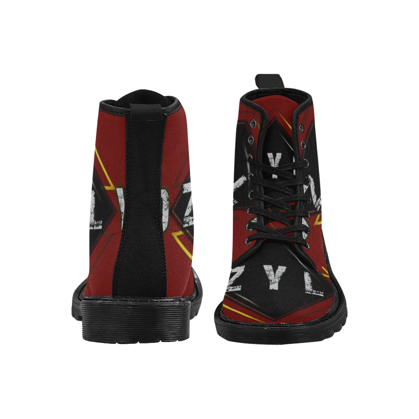 Red Men's Lace Up Canvas Boots