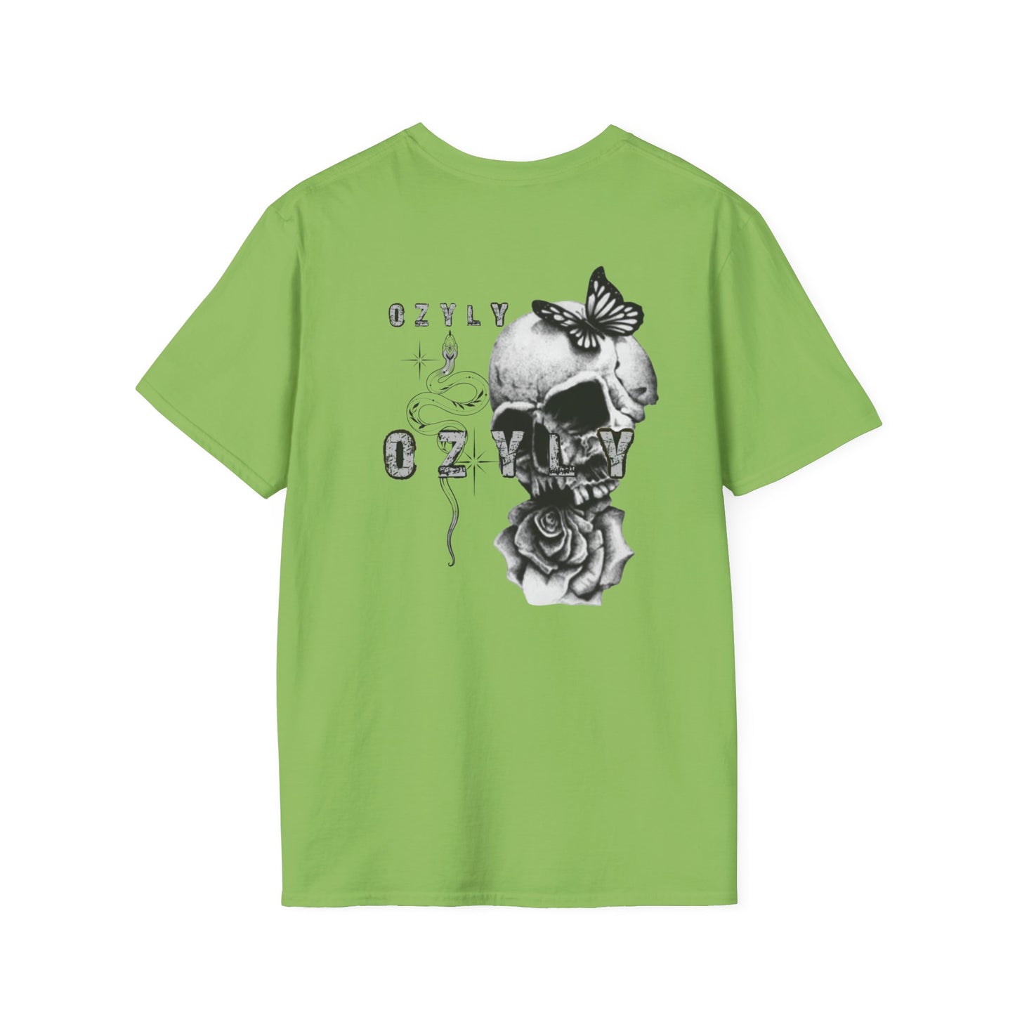 Copy of Copy of Skull and Butterfly Graphic Tee | Edgy Unisex Softstyle T-Shirt for Music Lovers, Gift for Halloween, Alternative Fashion