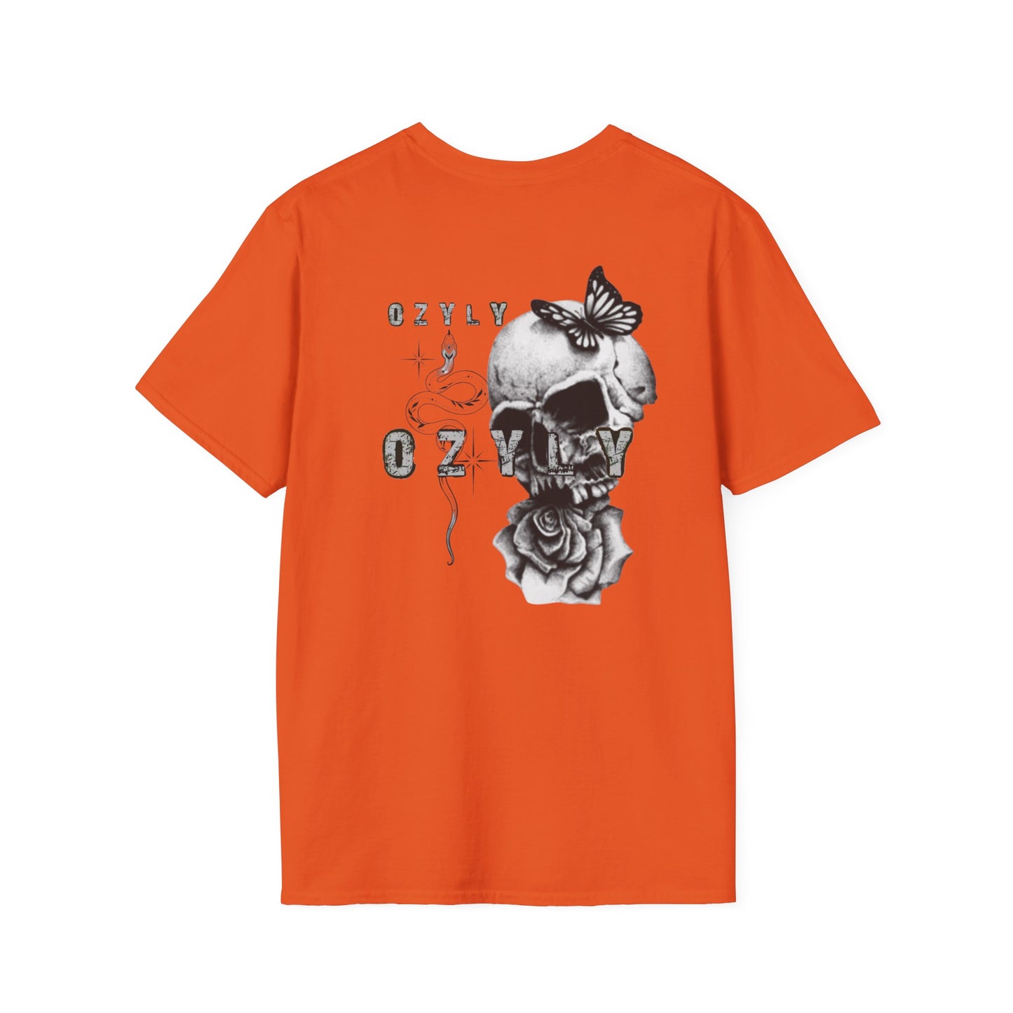 Copy of Copy of Skull and Butterfly Graphic Tee | Edgy Unisex Softstyle T-Shirt for Music Lovers, Gift for Halloween, Alternative Fashion