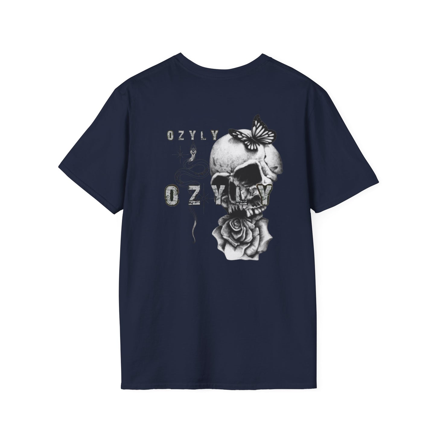 Copy of Copy of Skull and Butterfly Graphic Tee | Edgy Unisex Softstyle T-Shirt for Music Lovers, Gift for Halloween, Alternative Fashion