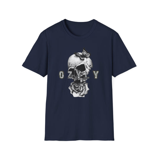 Copy of Skull and Butterfly Graphic Tee | Edgy Unisex Softstyle T-Shirt for Music Lovers, Gift for Halloween, Alternative Fashion
