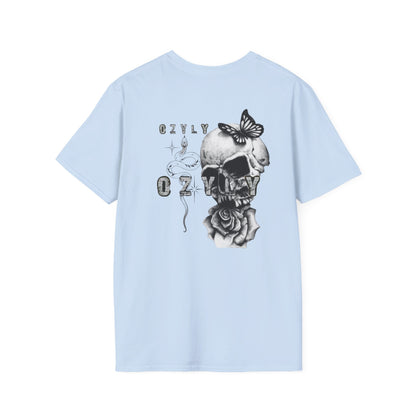 Copy of Copy of Skull and Butterfly Graphic Tee | Edgy Unisex Softstyle T-Shirt for Music Lovers, Gift for Halloween, Alternative Fashion