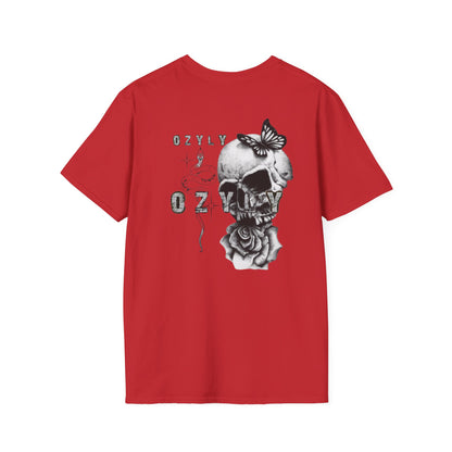 Copy of Copy of Skull and Butterfly Graphic Tee | Edgy Unisex Softstyle T-Shirt for Music Lovers, Gift for Halloween, Alternative Fashion