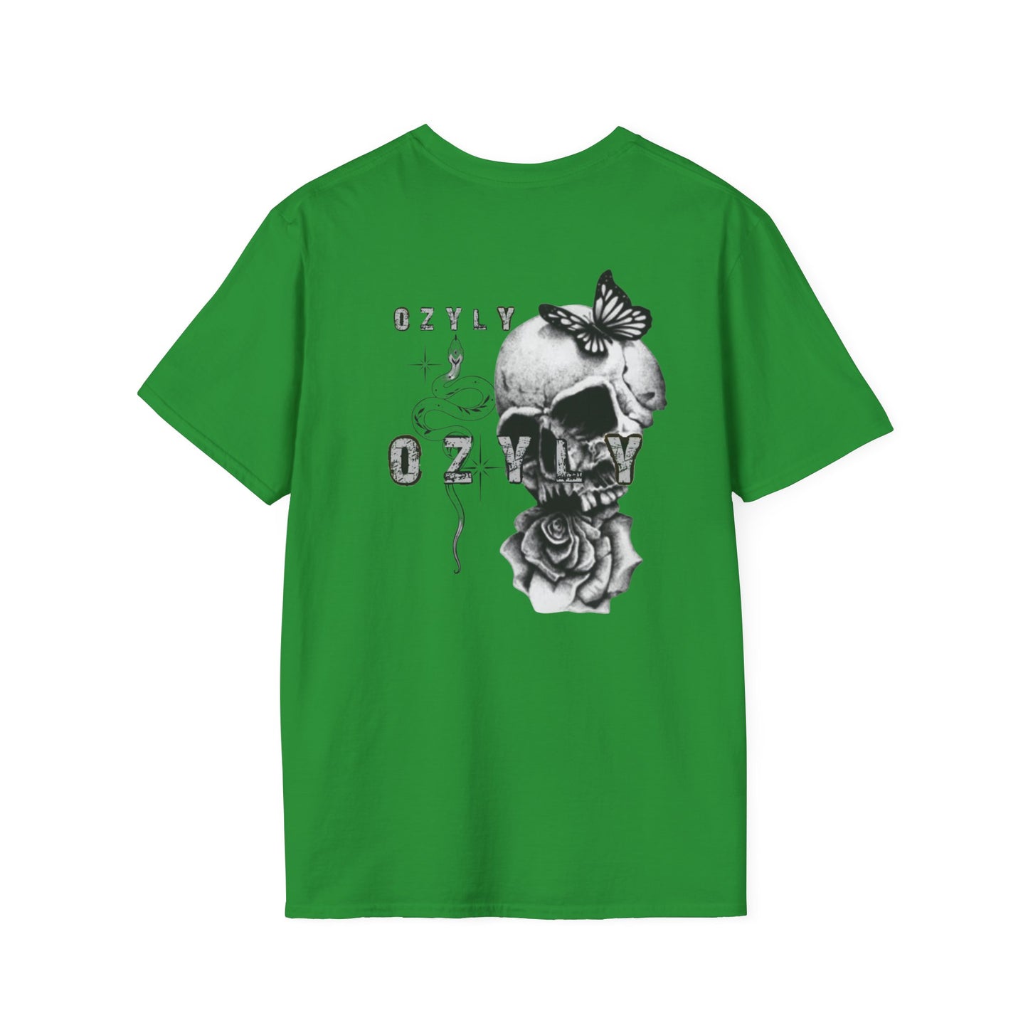 Copy of Copy of Skull and Butterfly Graphic Tee | Edgy Unisex Softstyle T-Shirt for Music Lovers, Gift for Halloween, Alternative Fashion