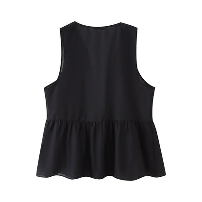Ethnic Style Floral Lace Embroidered Sleeveless Shirt
