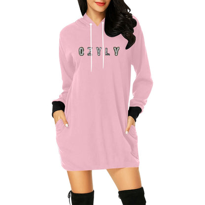 Pink Women's Hoodie Mini Dress with ''OZYLY'' logo