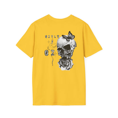 Copy of Copy of Skull and Butterfly Graphic Tee | Edgy Unisex Softstyle T-Shirt for Music Lovers, Gift for Halloween, Alternative Fashion