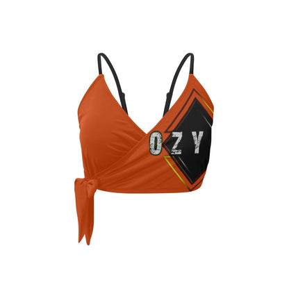 Orange Knot Side Bikini Top