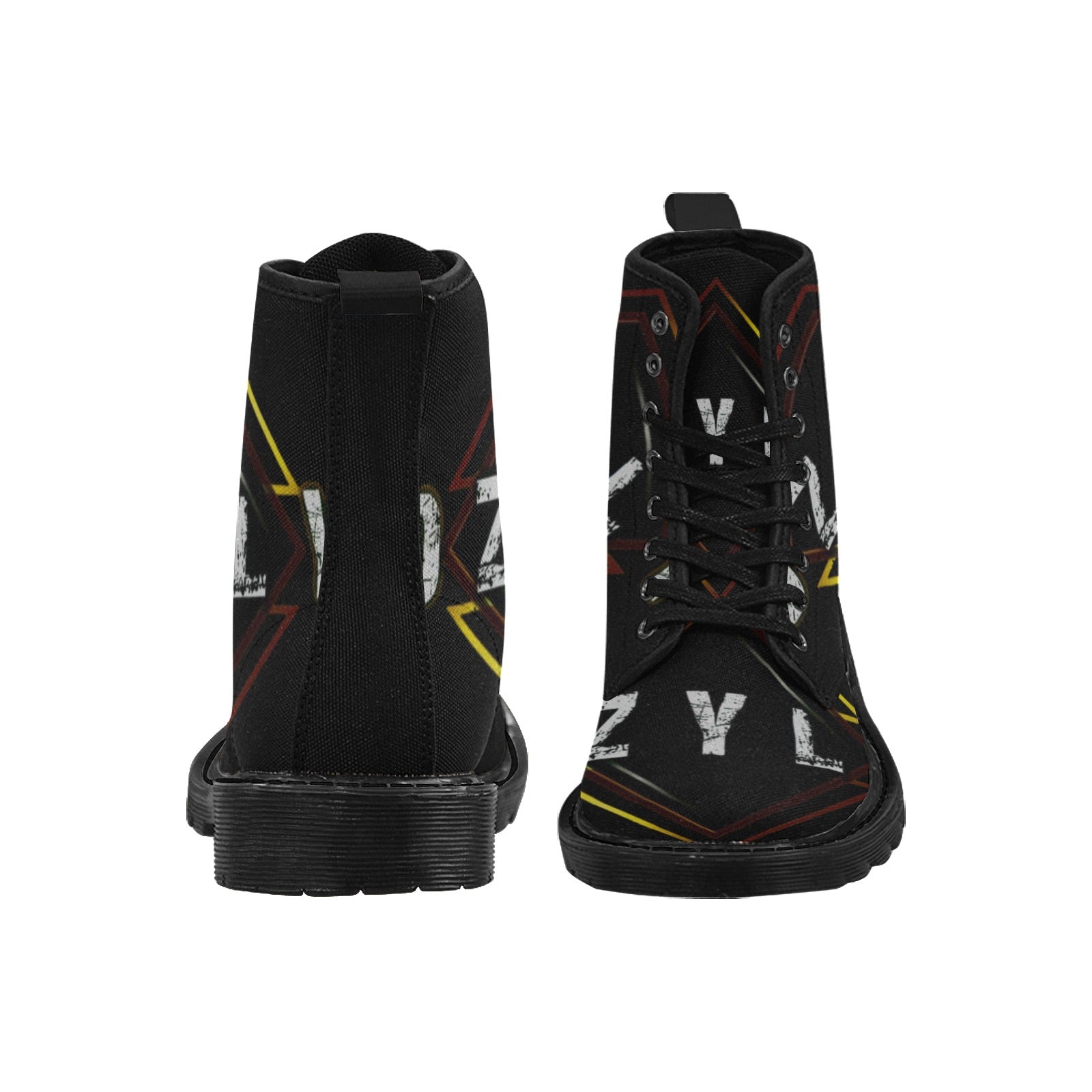 Black Men's Lace Up Canvas Boots