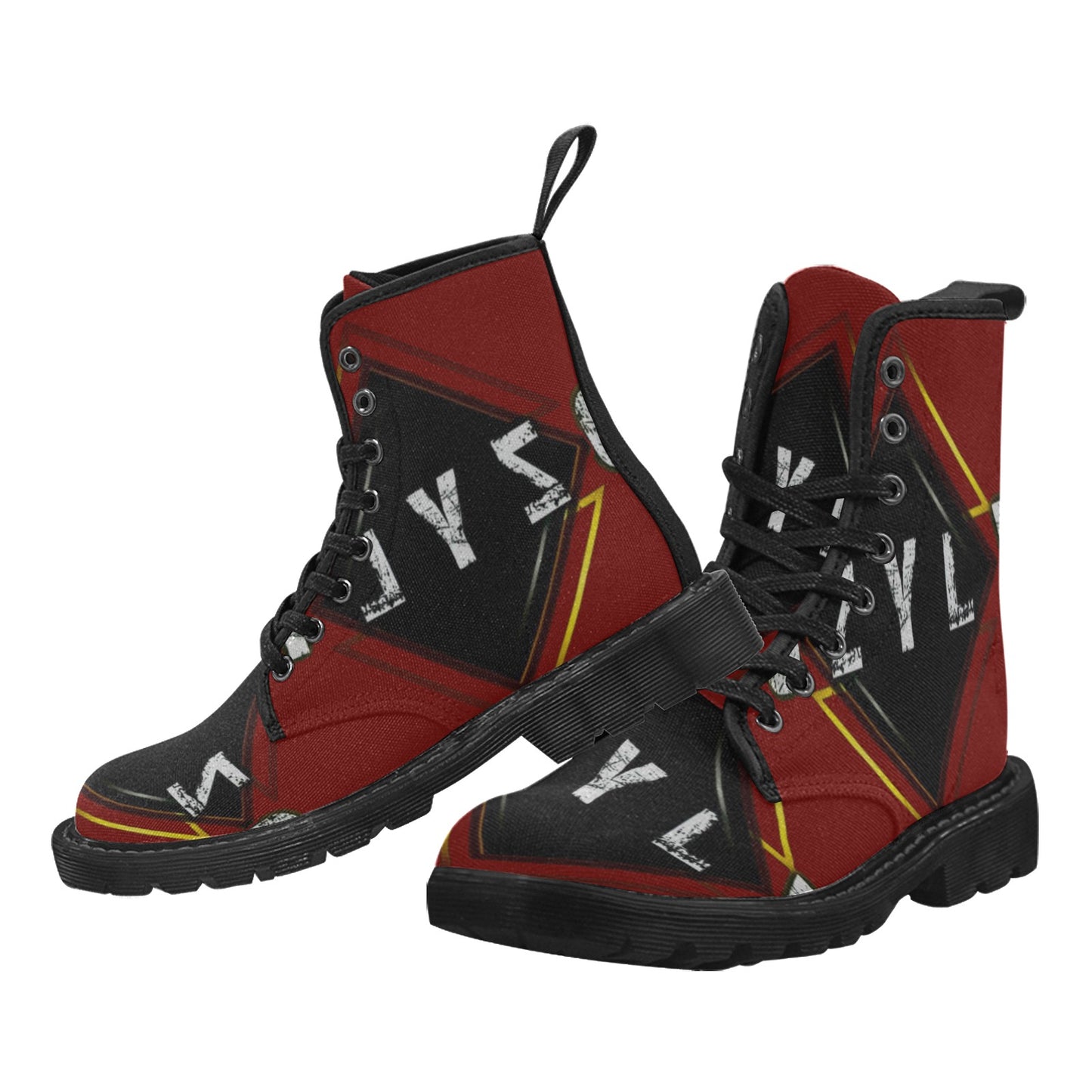 Red Men's Lace Up Canvas Boots