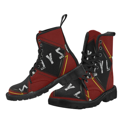 Red Men's Lace Up Canvas Boots